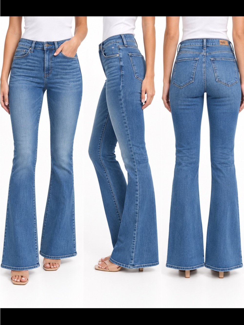 PAIGE Medium Wash High-Rise Flare Jeans, 26